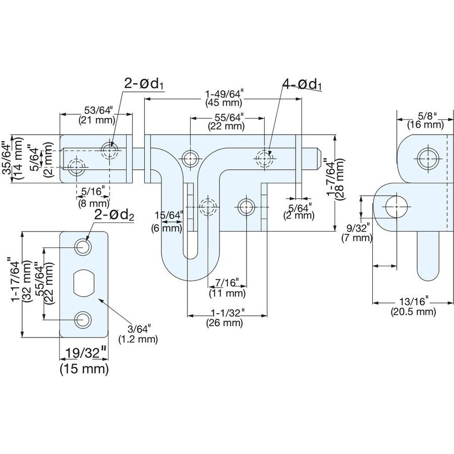 Sugatsune SSG 45 1 25 32 Inch 45 Mm Length Gate Latch Stainless