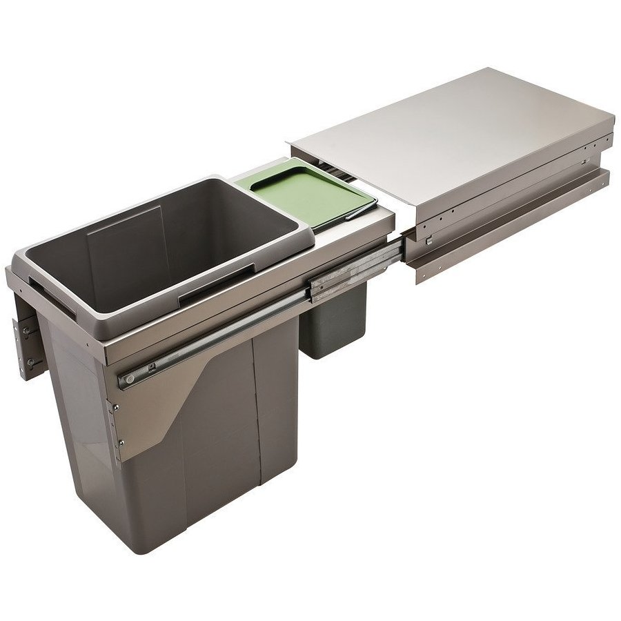 Hafele 44.4 and 9 Quart US Cargo 15 Double Waste Bin Pull-Out, Silver