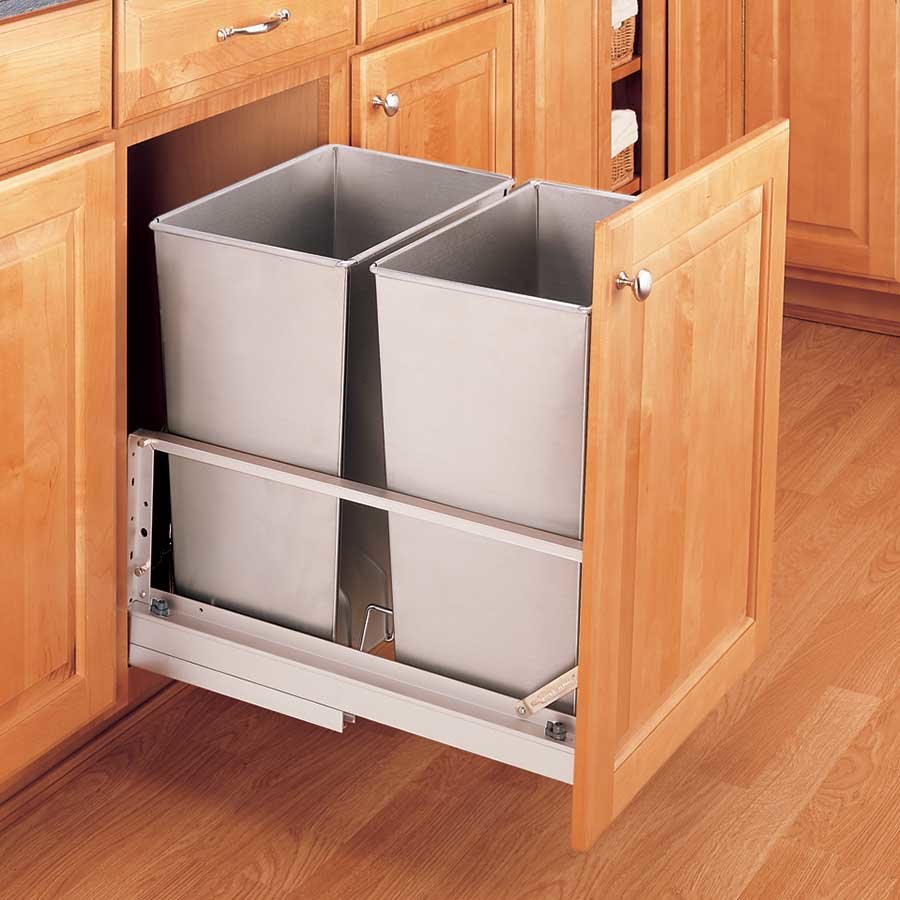 Rev-A-Shelf 32 Quart Premiere Double Trash Pull-Out Waste Containers