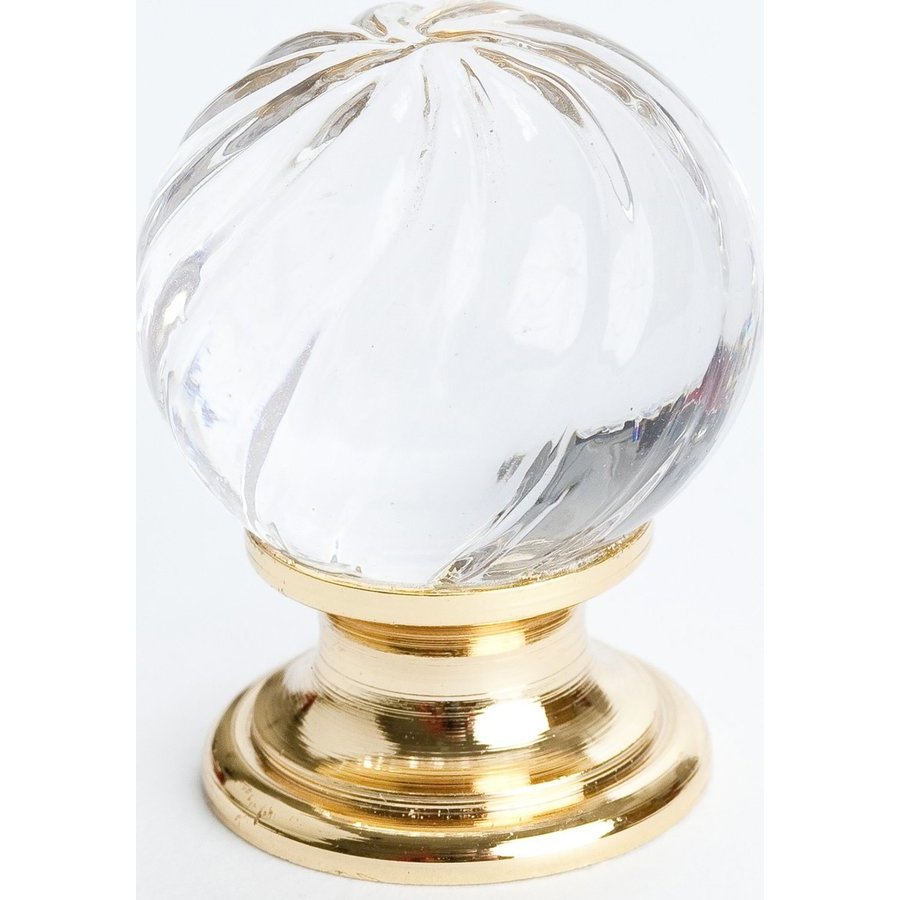 Berenson Europa 13/16 Inch Diameter Clear Crystal Swirl/Gold Knob, Ideal for Home Decor
