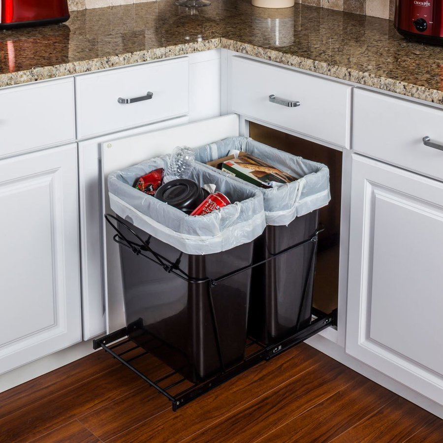 Hardware Resources CANEBMDBR, 35 Quart Double Pullout Waste Container System (Trash Can Sold