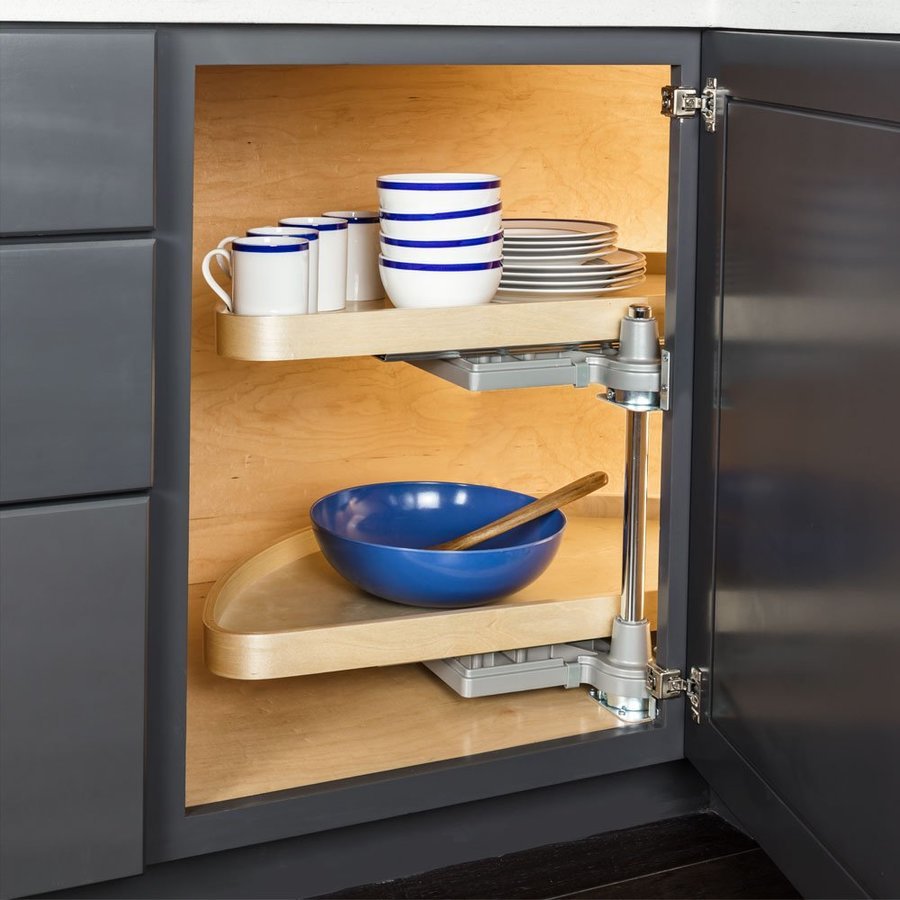 Hardware Resources 38 Inch Diameter HalfMoon Lazy Susan Set with Wood