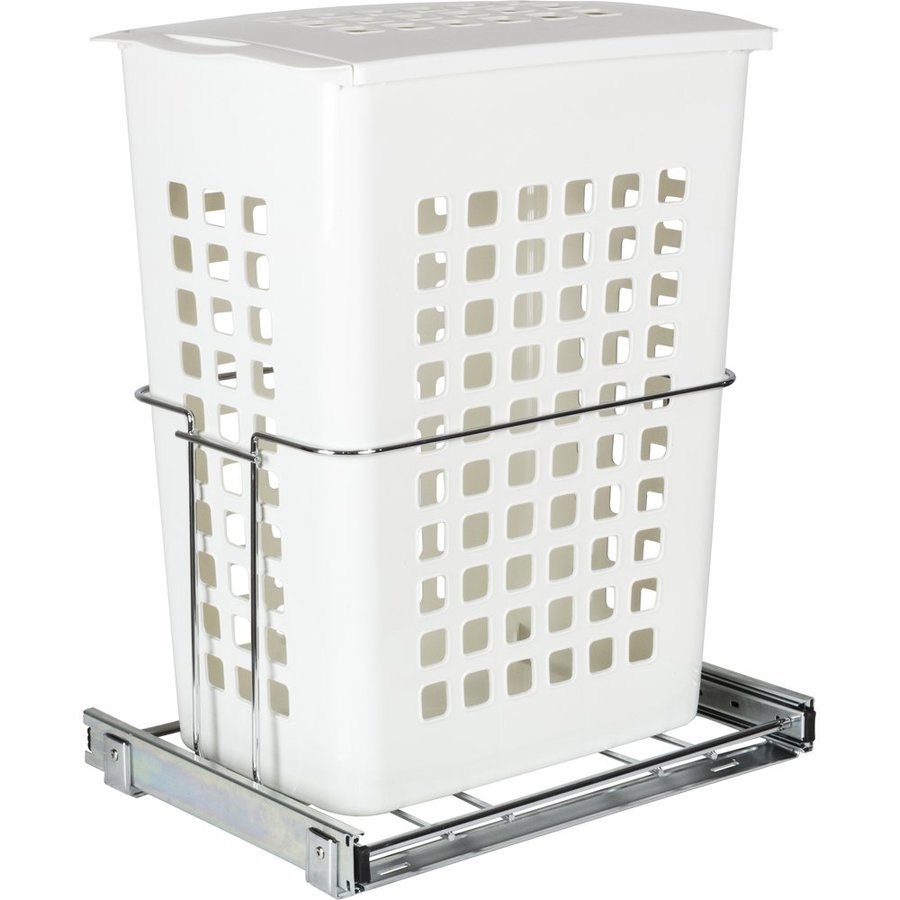 Hardware Resources HPBM1424WPC, 193/16 Inch Width Pullout Hamper and Lid with Chrome Frame