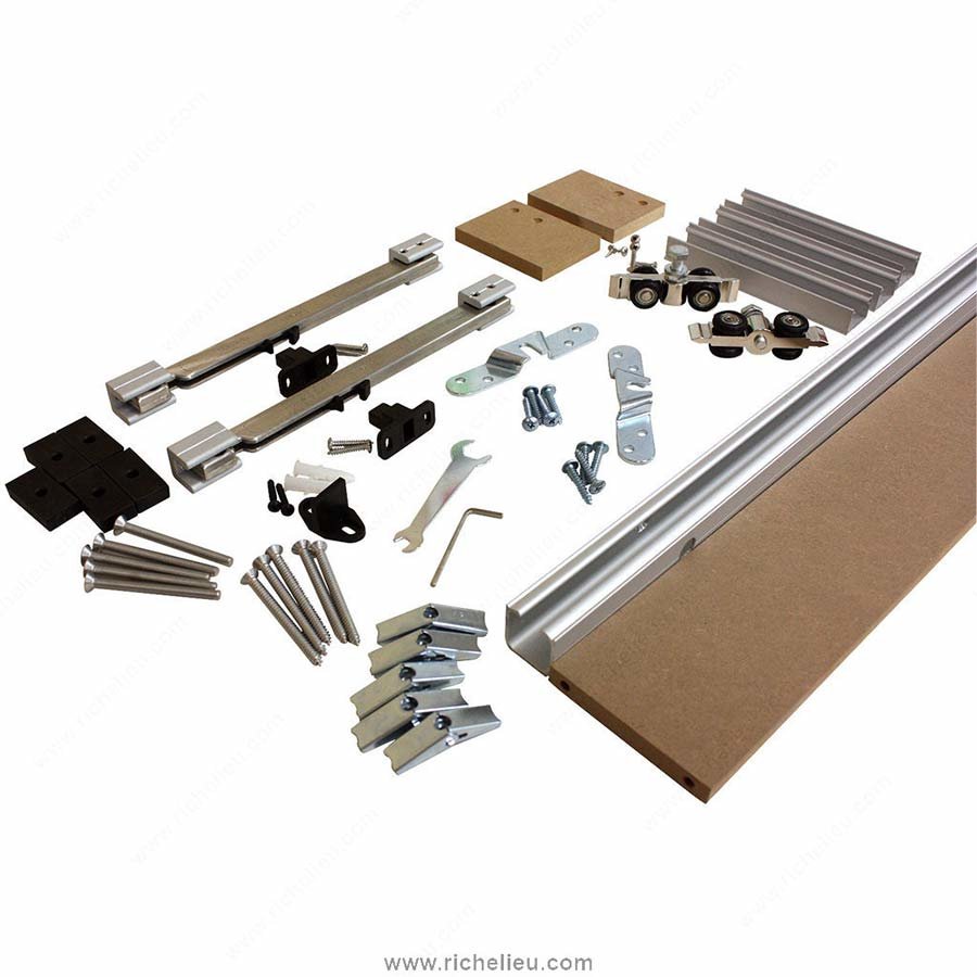 Richelieu 2460502MDFPVC, Traditional Concealed Barn Door Hardware Set