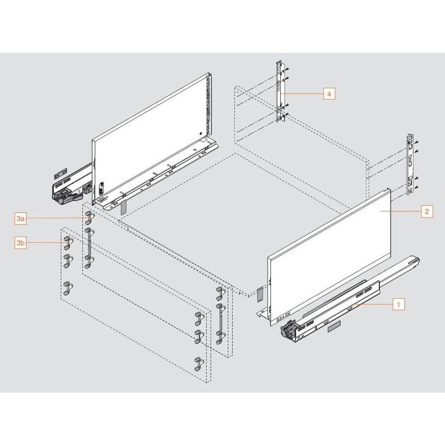 Blum 770F50S0S, 20 Inch Length Series F LEGRABOX Metal Drawer System