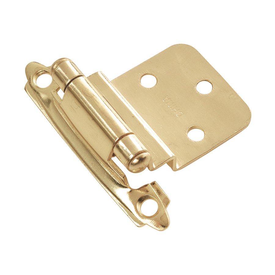 Hickory Hardware P1433, 3/8" Inset Surface Mt. Hinge Pair Polished Brass Self Close