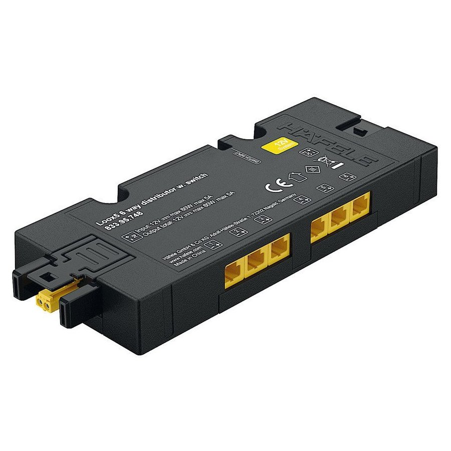 thumbnail image 2 of Hafele Loox5 6-Way LED Distributor – 12V/24V Box To Box With Switching Function 2 of 6