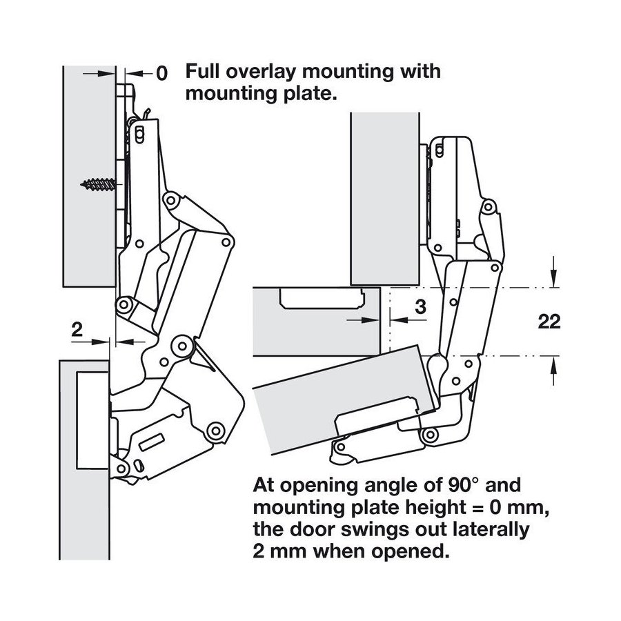 Salice C2PKA99, 155 Degree Full Overlay Zero Protrusion/Thick Door