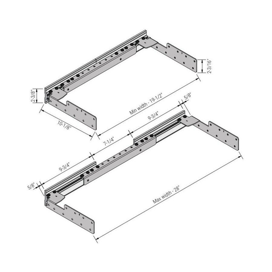 InnovaShelf FVB2129, 191/2, 28 Inch Bracket, Steel System for