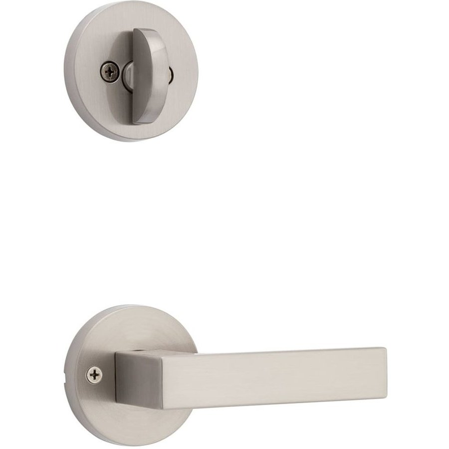 Kwikset Singapore Door Lever with Round Rose Interior Single Cylinder