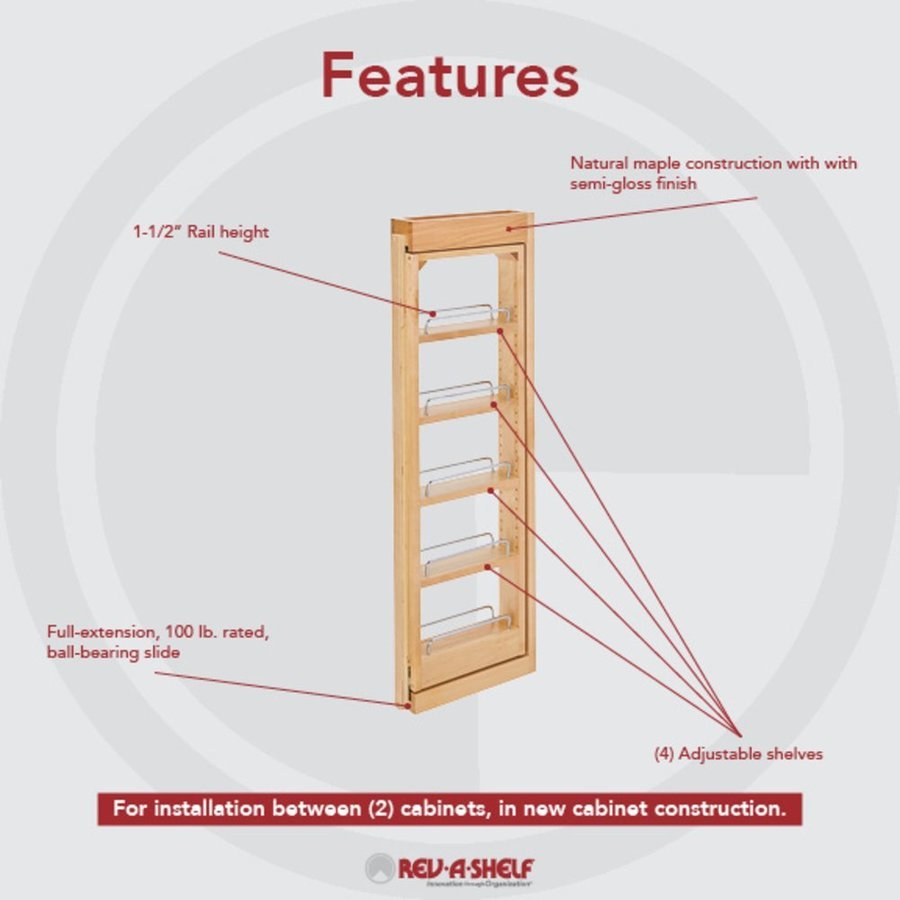 RevAShelf 432WF363C, 3 Inch Width Kitchen Wall Filler Pull