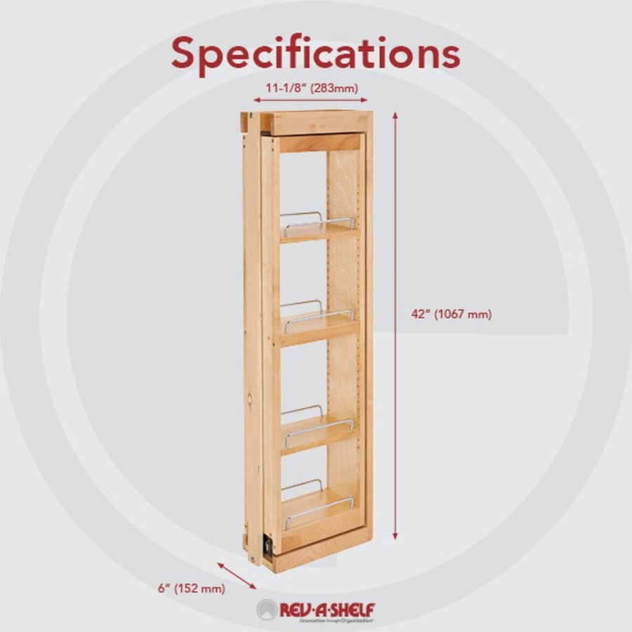 RevAShelf 432WFBBSC426C, 6 Inch Width Wood Kitchen Wall