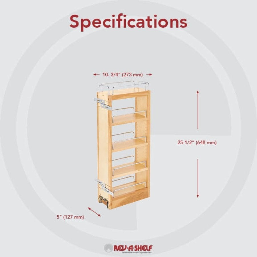 RevAShelf 448WC5C, 5 Inch Width Wood Classic Upper Kitchen Wall