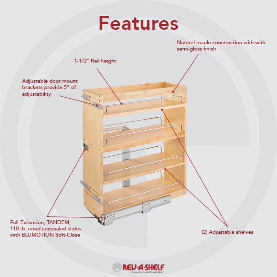 Rev A Shelf Bcsc C Inch Width Base Cabinet Bottom And Side Mount Pull Out Organizer