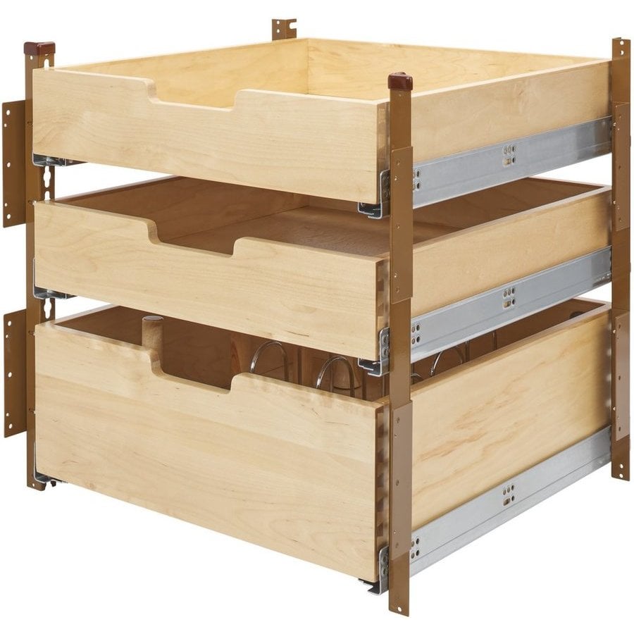 Rev-A-Shelf 4PIL-24SC-3, Base Cabinet Pilaster 3-Drawer Kit with ...