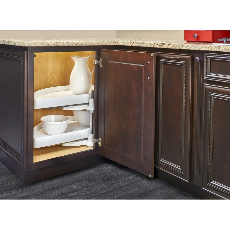 6882 2 Shelf Pivot/Slide Half Moon Lazy Susan 33"White 68823311570