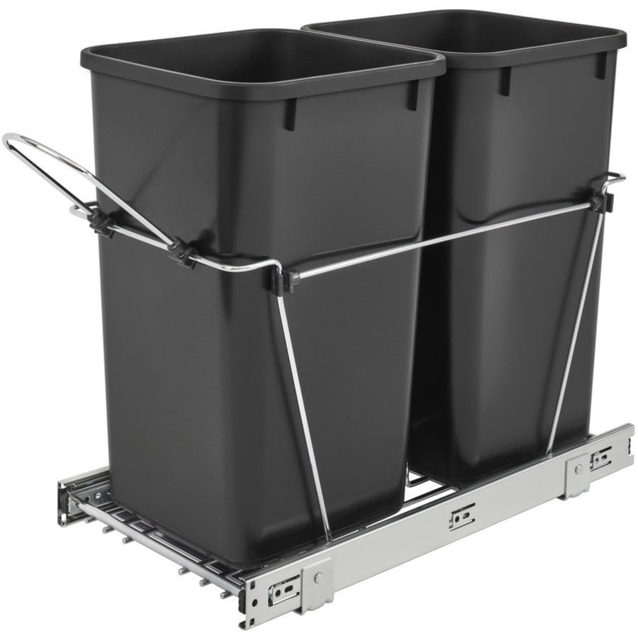 Rev-A-Shelf 27 Quart Double Trash Pull-Out Waste Container Bin, Min ...
