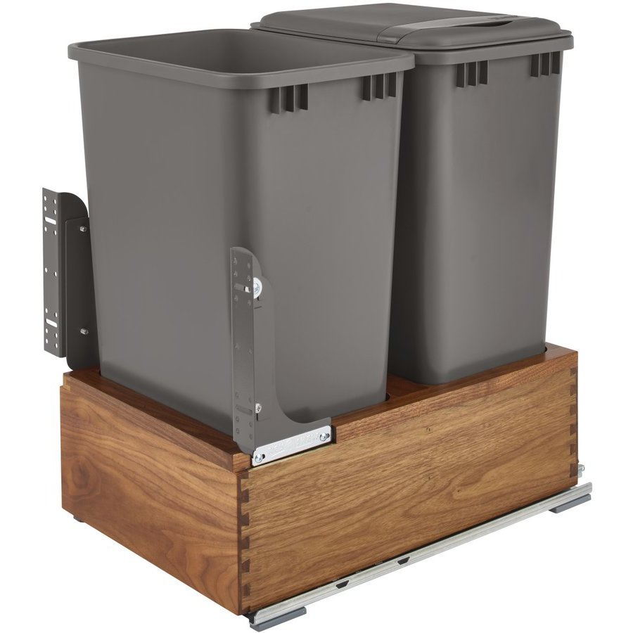 RevAShelf 50 Quart Wood Bottom Mount Double Trash PullOut Waste