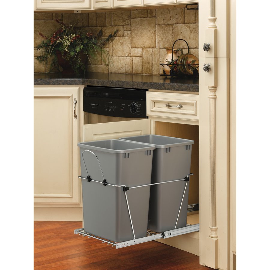 RevAShelf 35 Quart Double Trash PullOut Waste Container Bin, Min