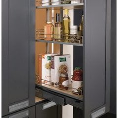 Giamo, Pull Out Pantry, Soft Close, Solid Base, 1200-1500mm, To Suit 500mm  Cabinet, Chrome Plated & White