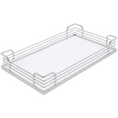 Storage Tray, Arena Plus, for 88 lbs. Weight Capacity Pantry Pull-Out and Base and Corner Units, Chrome/White, Depth: 390 mm (15 3/8&quot;)