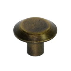 Small Brass Cabinet Knob With Rosette in Antique-By-Hand - 3/4 Diameter
