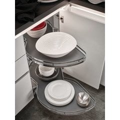 Lemans II Set, for Blind Corner Cabinets, Swings Left, Chrome/Gray, Adjustable Post, 55 lb Per Tray, Set Includes (2)-40 Series Tray and Post