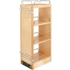 Rev-A-Shelf 6-1/2 Inch Width Wood Pull-Out Organizer with Adjustable Shelves  for Kitchen Base Cabinet, Natural, Min. Cabinet Opening: 7 W x 22-1/2 D x  25-5/8 H 448-BC-6C