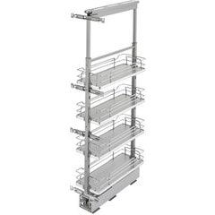 Rev-A-Shelf 10W x 58-1/4, 65-3/4 Inch Adjustable Height Pull-Out Pantry  Base Cabinet Organizer with 5 Baskets and 3 Door Mount Brackets,  Chrome/Gray, Min. Cabinet Opening: 10-1/2W x 21-3/4D x 59-3/4H  5358-10-GR