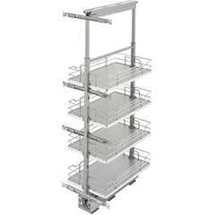 Rev-A-Shelf 10W x 58-1/4, 65-3/4 Inch Adjustable Height Pull-Out Pantry  Base Cabinet Organizer with 5 Baskets and 3 Door Mount Brackets,  Chrome/Gray, Min. Cabinet Opening: 10-1/2W x 21-3/4D x 59-3/4H  5358-10-GR