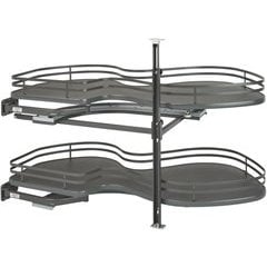 Rev-A-Shelf 32-1/4 Inch Width 2-Tier Pull-Out Wire Bottom Mount Non-Handed  Blind Corner Organizer with Soft-Close, for 18 W Cabinet Opening,  Chrome/Maple 53PSP-18SC-MP