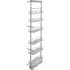 Rev-A-Shelf 10W x 58-1/4, 65-3/4 Inch Adjustable Height Pull-Out Pantry  Base Cabinet Organizer with 5 Baskets and 3 Door Mount Brackets,  Chrome/Gray, Min. Cabinet Opening: 10-1/2W x 21-3/4D x 59-3/4H  5358-10-GR