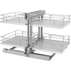 32-1/4 Inch Width 2-Tier Pull-Out Wire Bottom Mount Non-Handed Blind Corner Organizer with Soft-Close, for 18&quot; W Cabinet Opening, Chrome/Gray