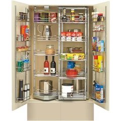 Clearance Sale, 30-3/4&quot;W x 49-1/4 to 52-1/4 Inch Adjustable Height Chef's Roll-Out Pantry with (2) Door Storage, Chrome, Min. Cabinet Opening: 34&quot;W x 20&quot;D x 49-1/4&quot;H
