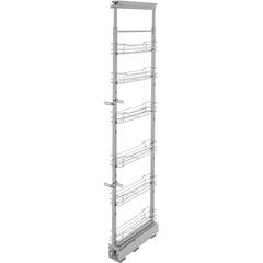 Rev-A-Shelf 10W x 58-1/4, 65-3/4 Inch Adjustable Height Pull-Out Pantry  Base Cabinet Organizer with 5 Baskets and 3 Door Mount Brackets,  Chrome/Gray, Min. Cabinet Opening: 10-1/2W x 21-3/4D x 59-3/4H  5358-10-GR