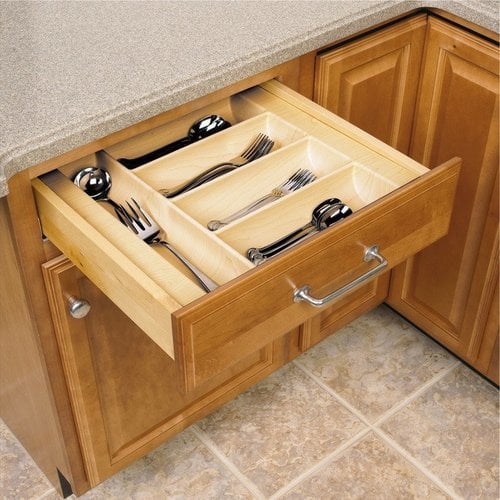 Wood Two Tier Kitchen Silverware Drawer Organizer - 24