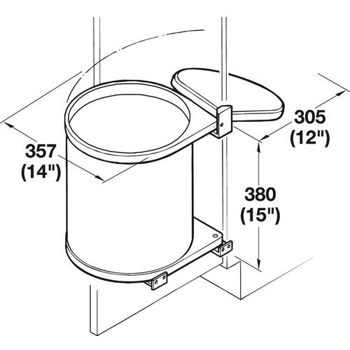 Hafele Door Mount White Trash Can9 Quarts (2.25 Gallon), Minimum Cabinet Opening: 12 or 12-3/4 Wide