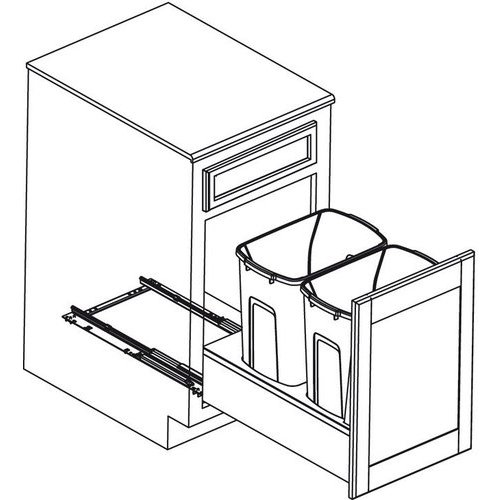 Waste Bin Pull-Out, KV Bottom Mount, Double, Ball Bearing Slide w