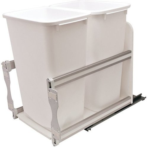 Knape and Vogt 2 x 50 Quart Bottom Mount Double Waste Bin Pullout