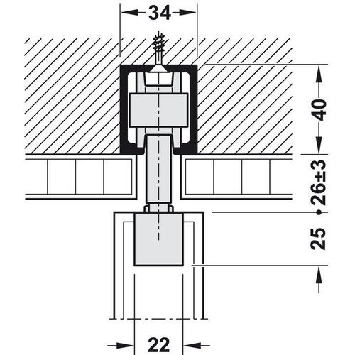 Hafele 940.80.004, Junior 80/B Sliding Door Hardware System with 25/31