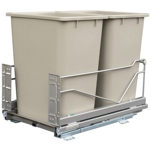 Double Bin 502.56.840, Pull-Out, Kessebohmer Mount, x 2 Champagne, Bottom Waste 36qt
