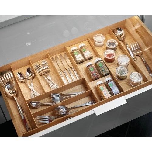 CUTLERYTRAY for KITCHEN DRAWER Solid Beech, Black finish; module 60cm -  Planet Cucina