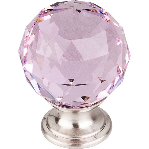 Top Knobs TK1187BSN, Crystal 13/8 Inch Diameter Pink Crystal