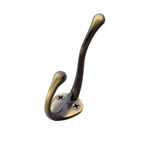 Hickory Hardware P27120AB, Double Vertical Utility Coat Hook Antique Brass