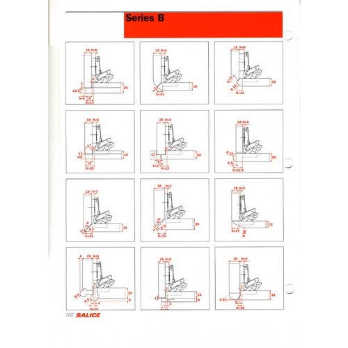 Salice Series B Special Application Hinge for 3/8 x 3/8" Lipped and