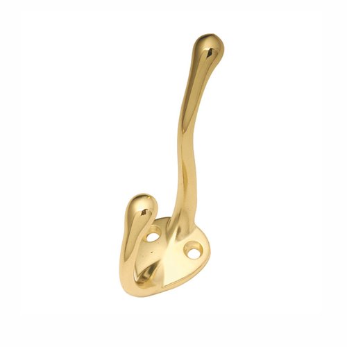 Hickory Hardware P27120PB, Double Vertical Utility Coat Hook Polished Brass