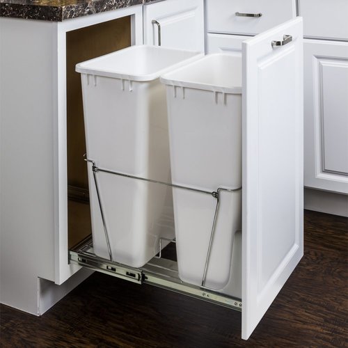 WE PREFERRED Double 50 Quart Bottom Mount Waste Container with
