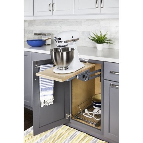 Hardware Resources 11-1/2, 24 Inch Width Soft-close Mixer/Appliance Lift,  Chrome, Min. Cabinet Opening: 12 Inch Width ML-1CH