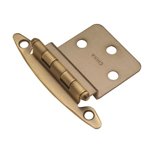 Hickory Hardware P140AB, 3/8" Inset Surface Mt. Hinge Pair Antique Brass Free Swing