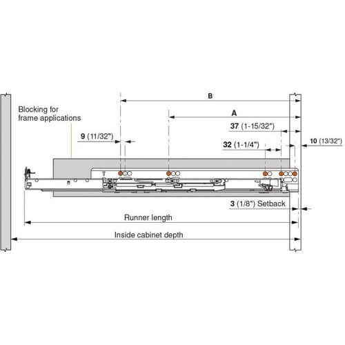 MOVENTO 769 30 Inch, 5/8 Inch Drawer Thickness, Blumotion Undermount